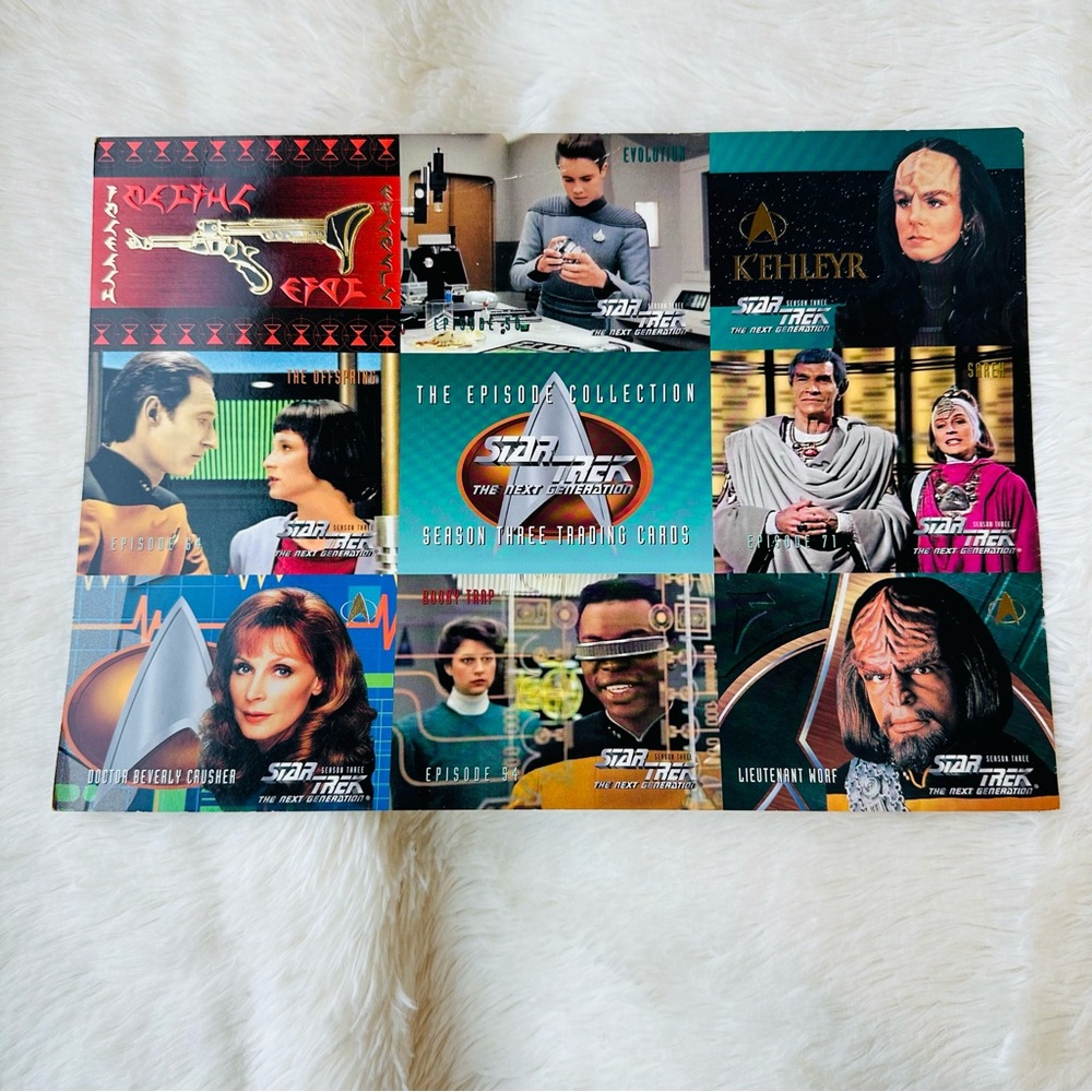💚 STAR TREK 1995 🔥 NEXT GENERATION SEASON 3 9 UNCUT PROMO SHEET TRADING CARDS